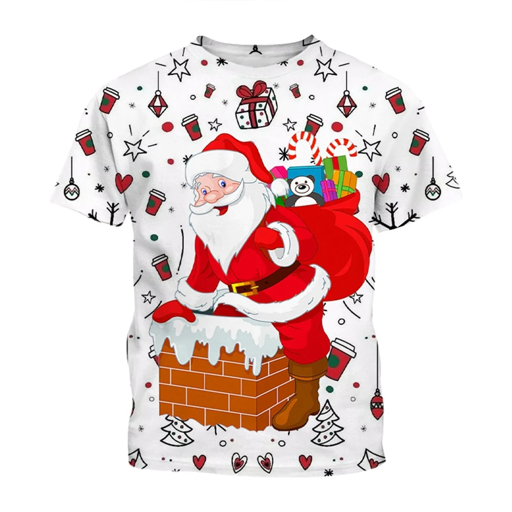 3D Christmas Print Casual T-Shirt
