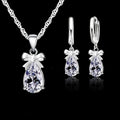 Women's 925 Sterling Silver CZ Dangle Earring & Pendant Necklace Set