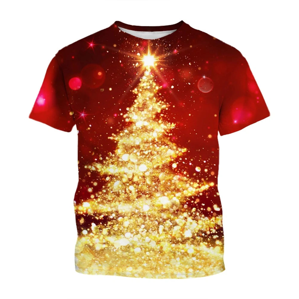 3D Christmas Print Casual T-Shirt