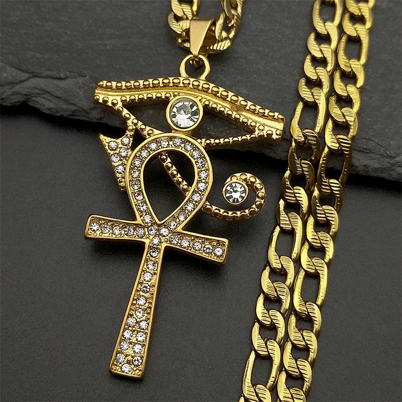 Fashion personality Cross Religious Pendant Men's Faith Stainless steel Gold plated Cross Necklace Punk Jewelry Accessories