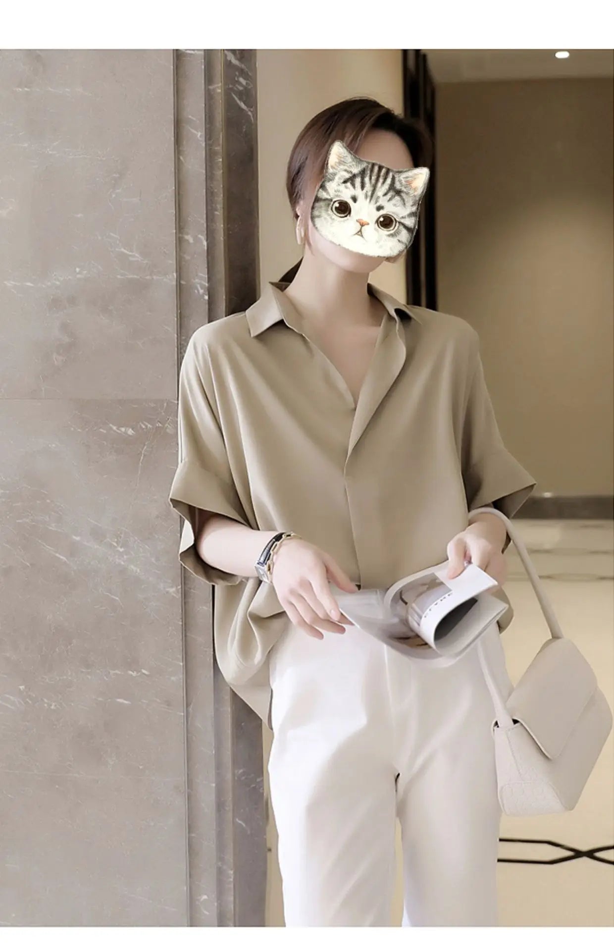 Chiffon Ruched Short Sleeve Blouse