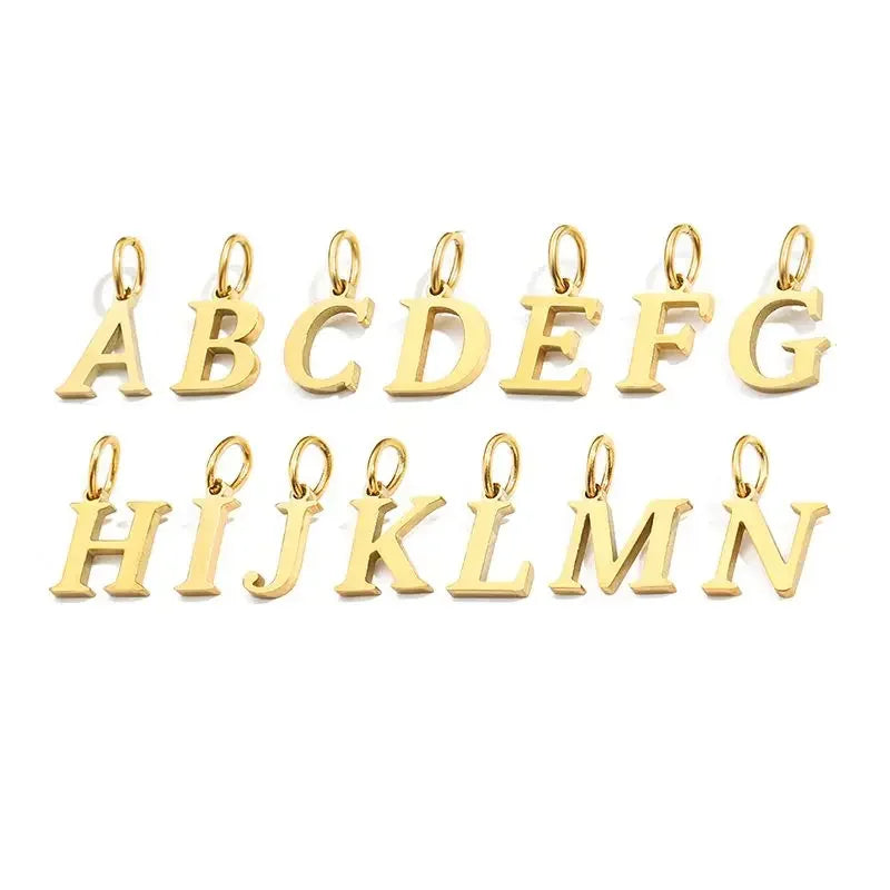 Gold Stainless Steel Initial Letter Charm Pendant