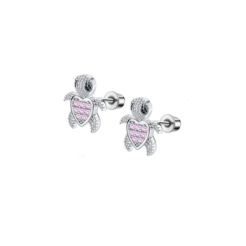 Women's Hypoallergenic CZ Screw Back Stud Earrings Set (6 Pairs)