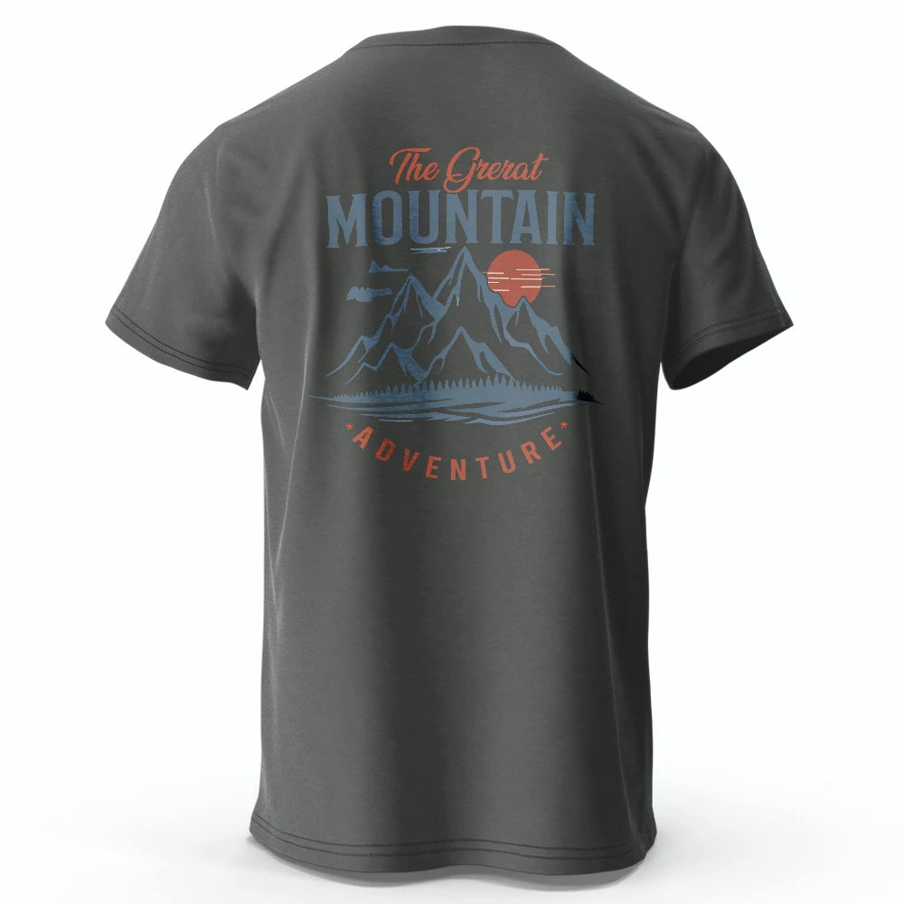 Men's Hiking Outdoor T-Shirt with Double Printed Design Cotton Tees for Men Women Sportwear