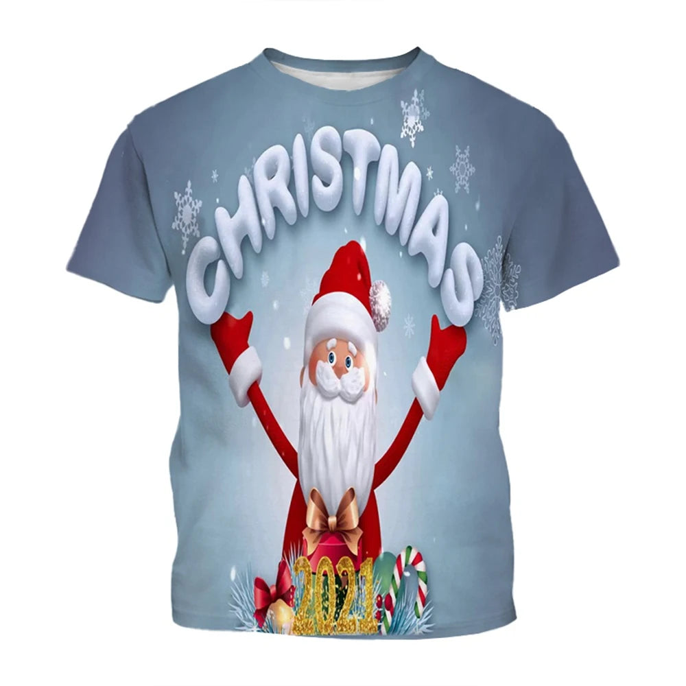 3D Christmas Print Casual T-Shirt