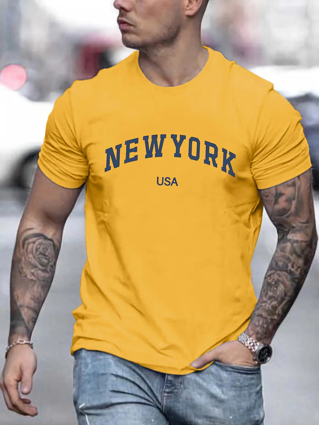 Men's Summer USA Printed 100% Cotton Casual T-Shirt