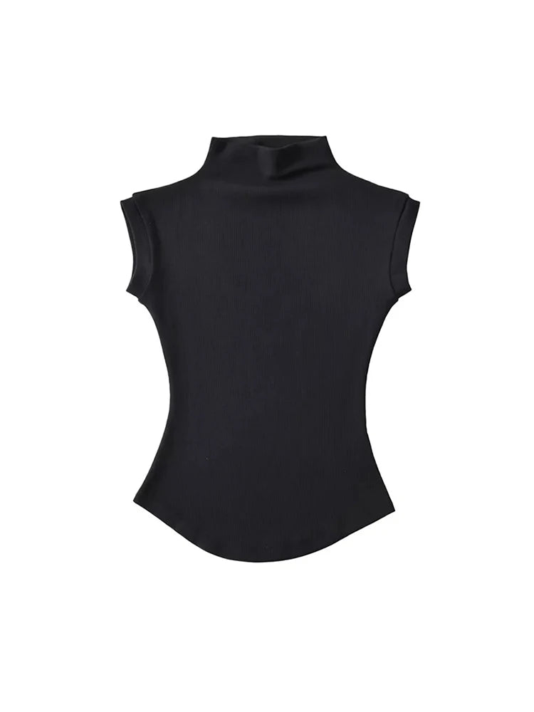 Slim Turtleneck Sleeveless Tee
