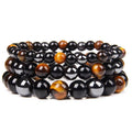 Natural Obsidian Hematite Tiger Eye Beaded Bracelet