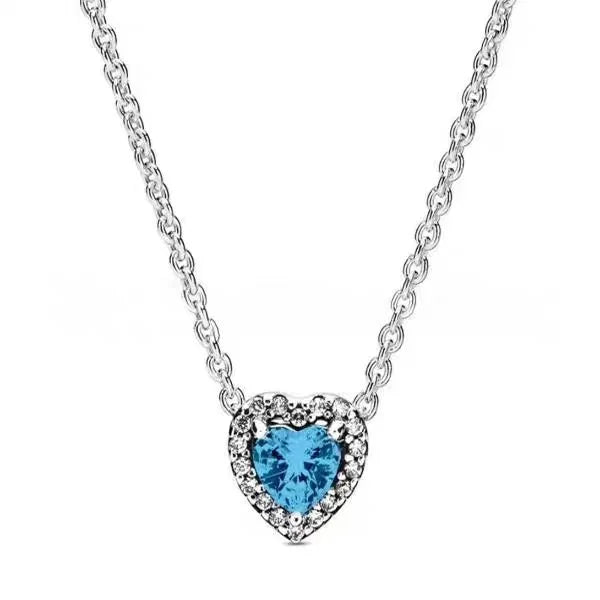 Colorful Heart Shaped 925 Sterling Silver Pendant Necklace
