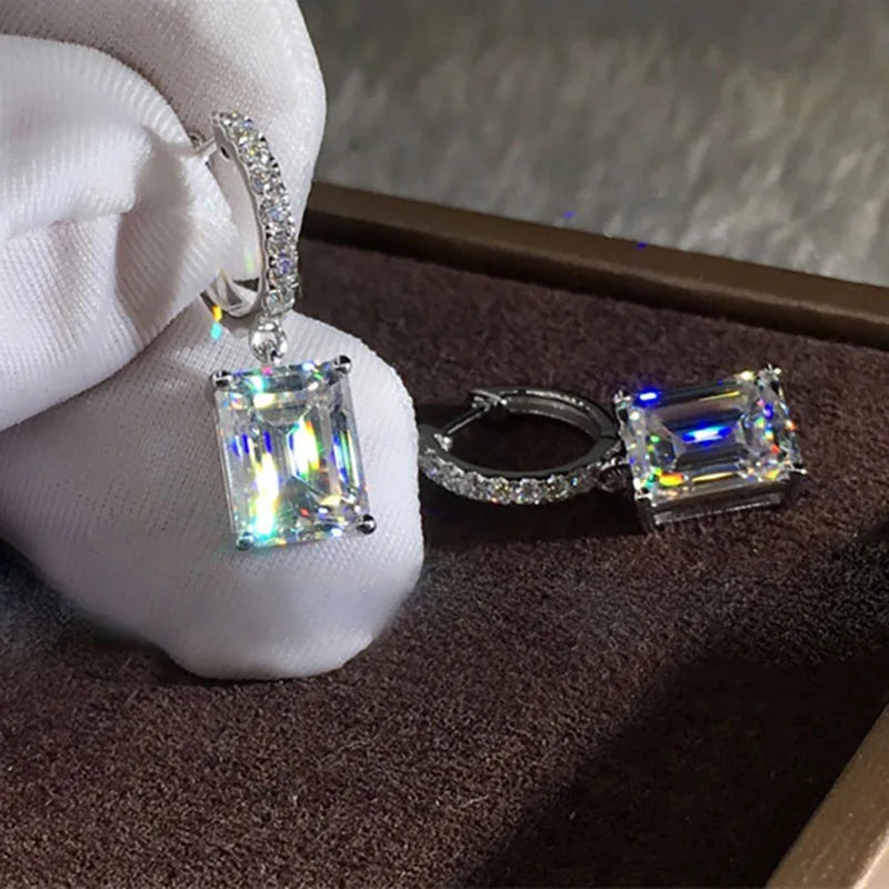 Women's Elegant Cuboid Zircon Dangle Earrings