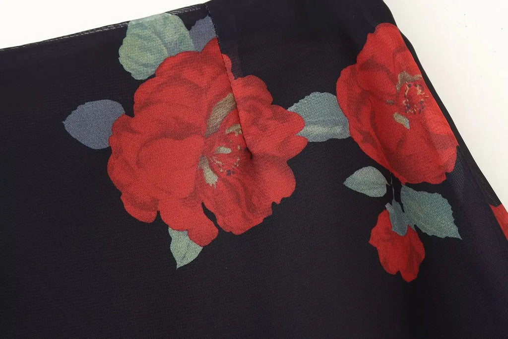 Floral Suspender Top & Midi Skirt Set
