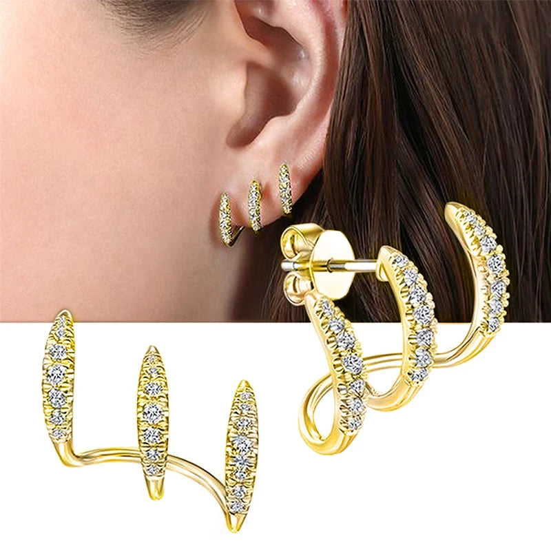 Women's Silver Claw Stud Earrings with AAA CZ Stone