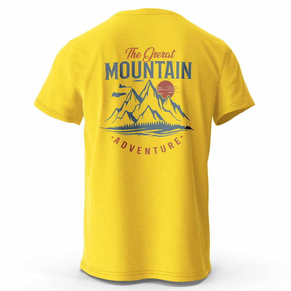 Men's Hiking Outdoor T-Shirt with Double Printed Design Cotton Tees for Men Women Sportwear