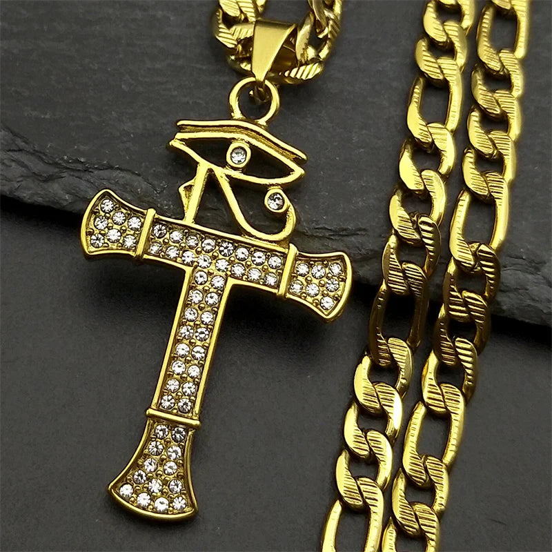 Fashion personality Cross Religious Pendant Men's Faith Stainless steel Gold plated Cross Necklace Punk Jewelry Accessories