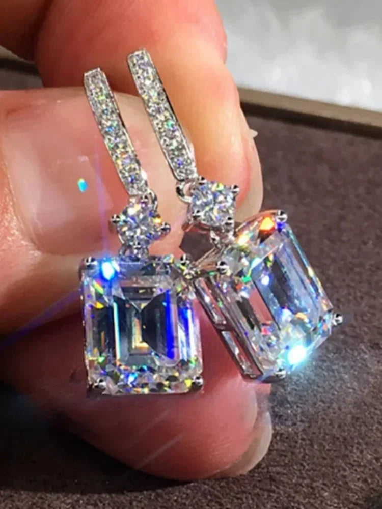 Women's Elegant Cuboid Zircon Dangle Earrings