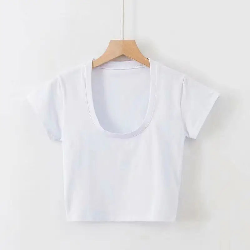 Stretch Slim U-Neck Crop Top