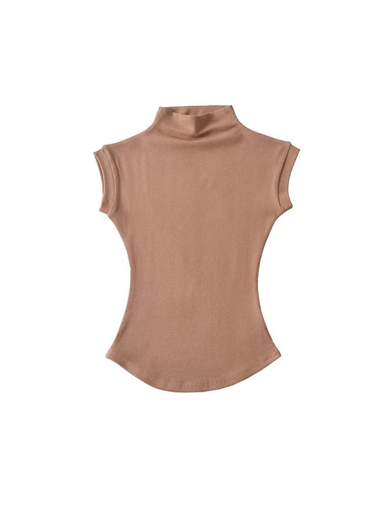Slim Turtleneck Sleeveless Tee