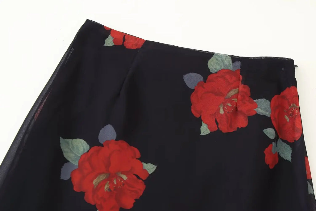 Floral Suspender Top & Midi Skirt Set