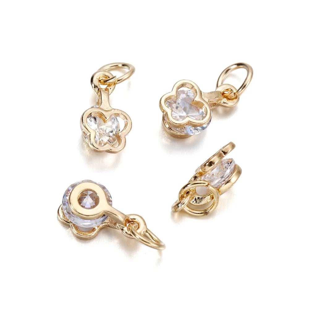 10Pcs/lot Alloy Gold Silver Color Rhinestone Hearts Charms For Earrings Necklaces DIY Love Charms Jewelry  Making Accessories