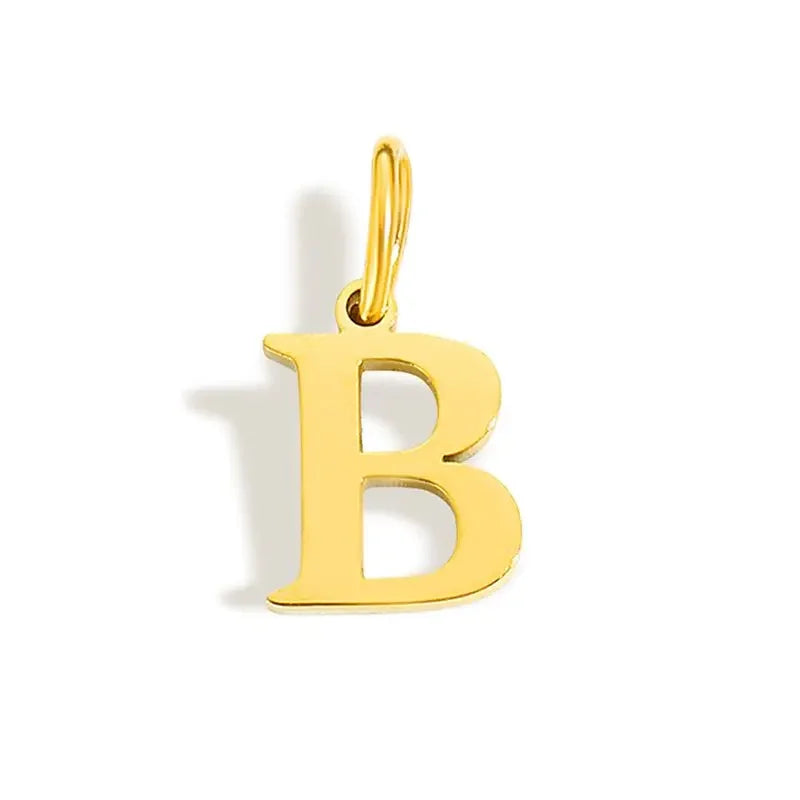 Gold Stainless Steel Initial Letter Charm Pendant