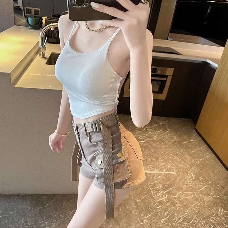 Pure Color Slim Strap Vest