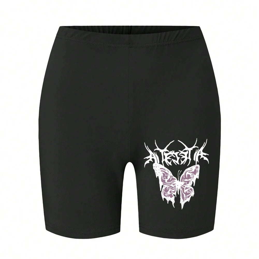 Butterfly Print High Waist Sport Shorts