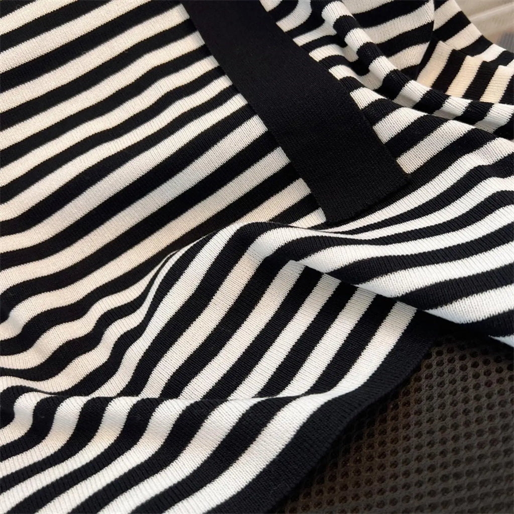 Striped Knit Batwing Pullover