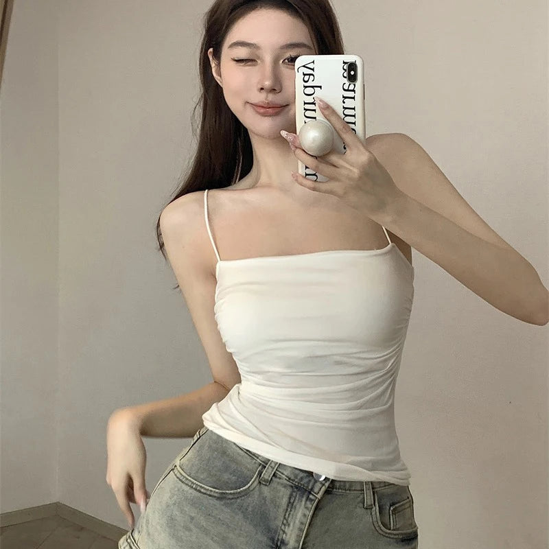 Skinny Spaghetti Strap Crop Tank
