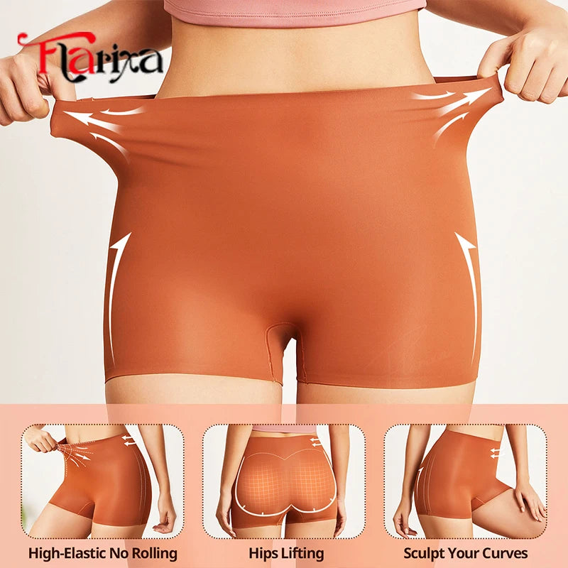 Women's High-Waist Ice Silk Boyshort Safety Shorts
