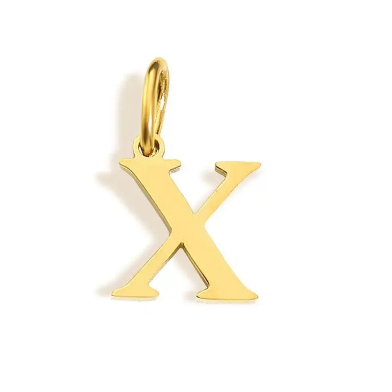 Gold Stainless Steel Initial Letter Charm Pendant