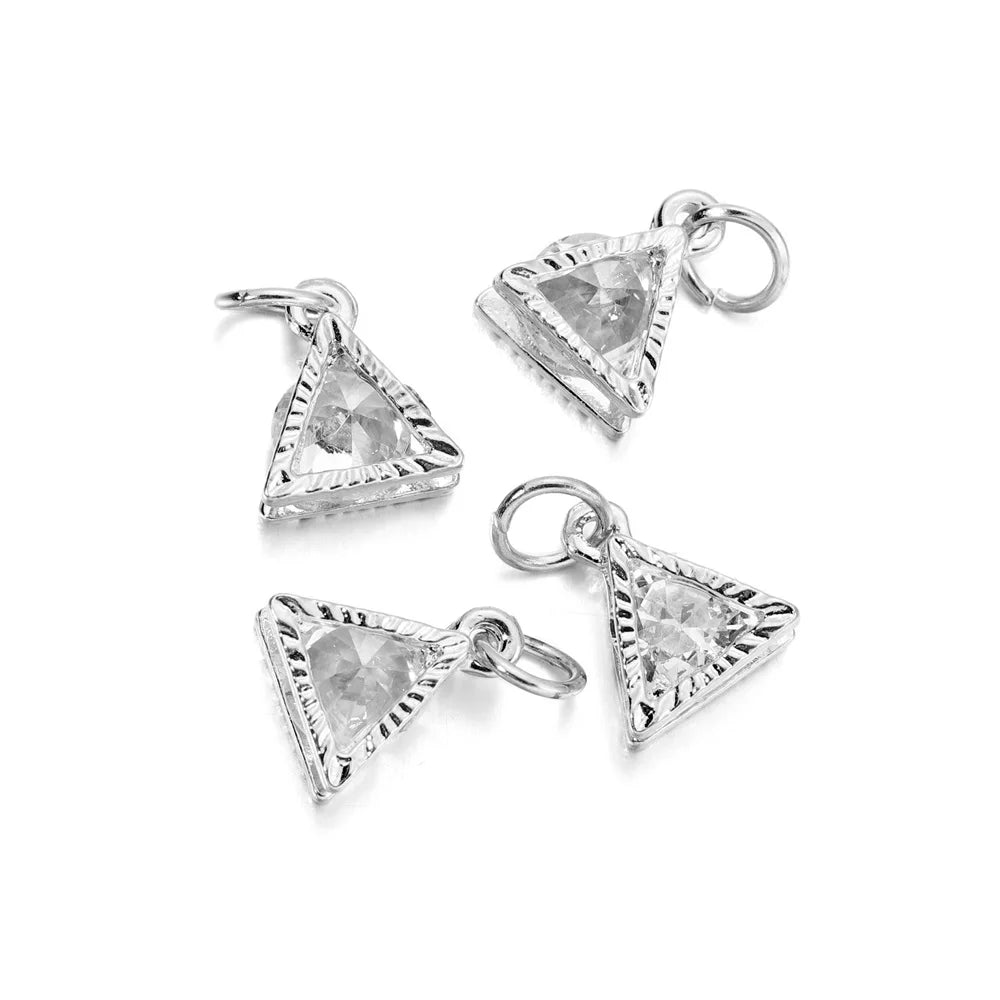 10Pcs/lot Alloy Gold Silver Color Rhinestone Hearts Charms For Earrings Necklaces DIY Love Charms Jewelry  Making Accessories