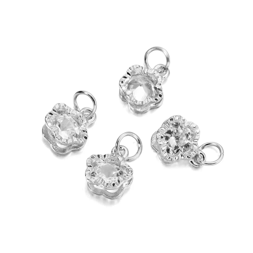 10Pcs/lot Alloy Gold Silver Color Rhinestone Hearts Charms For Earrings Necklaces DIY Love Charms Jewelry  Making Accessories
