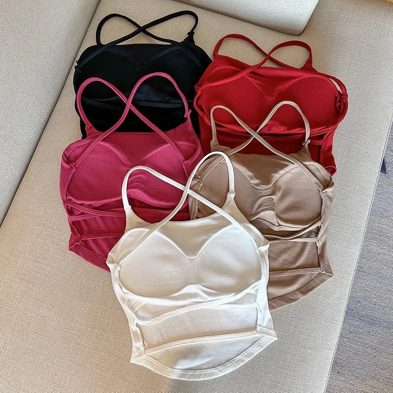 Pure Color Slim Strap Vest
