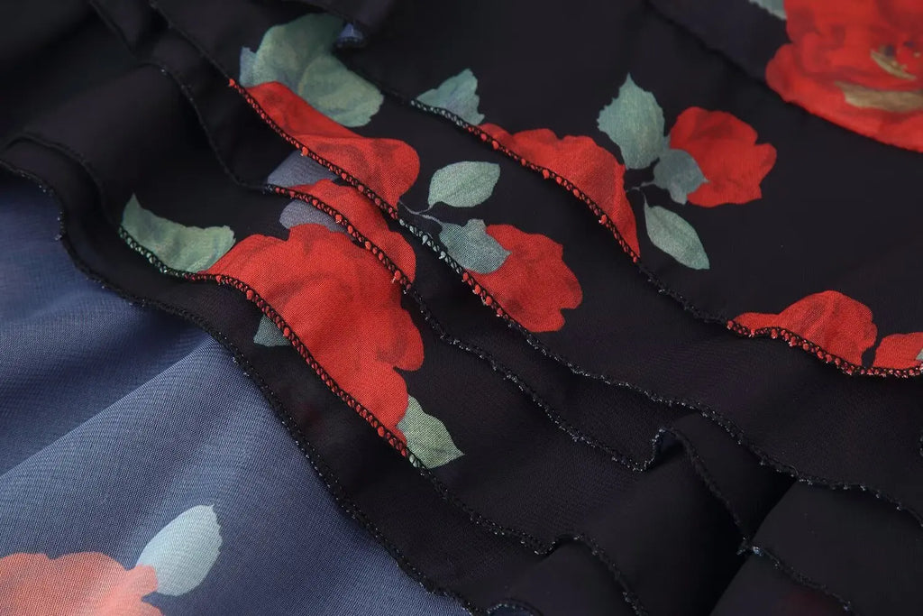 Floral Suspender Top & Midi Skirt Set