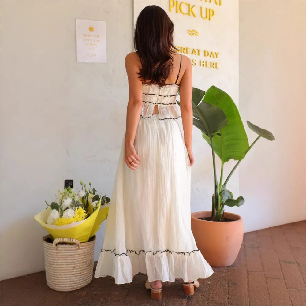 Bow Pleated Halter Top & Skirt Set