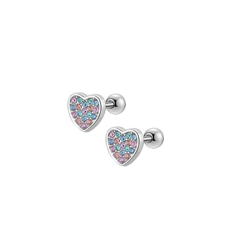 Women's Hypoallergenic CZ Screw Back Stud Earrings Set (6 Pairs)