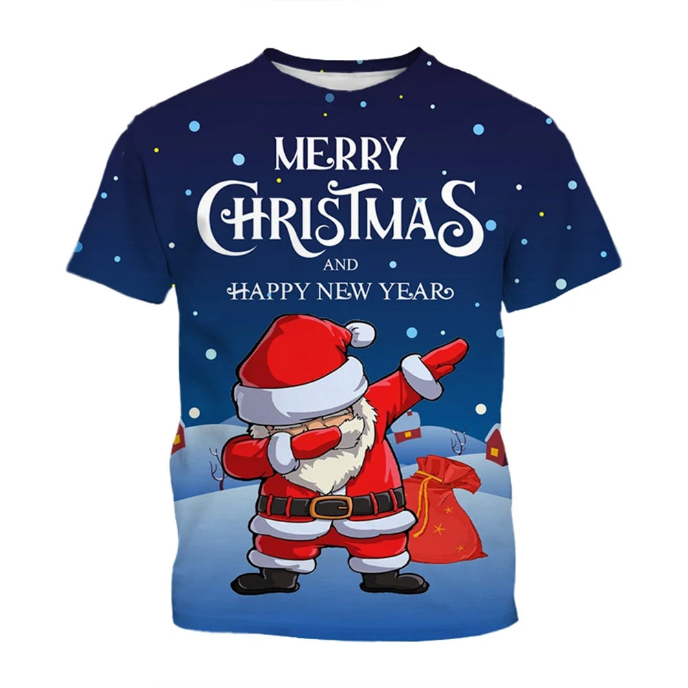 3D Christmas Print Casual T-Shirt