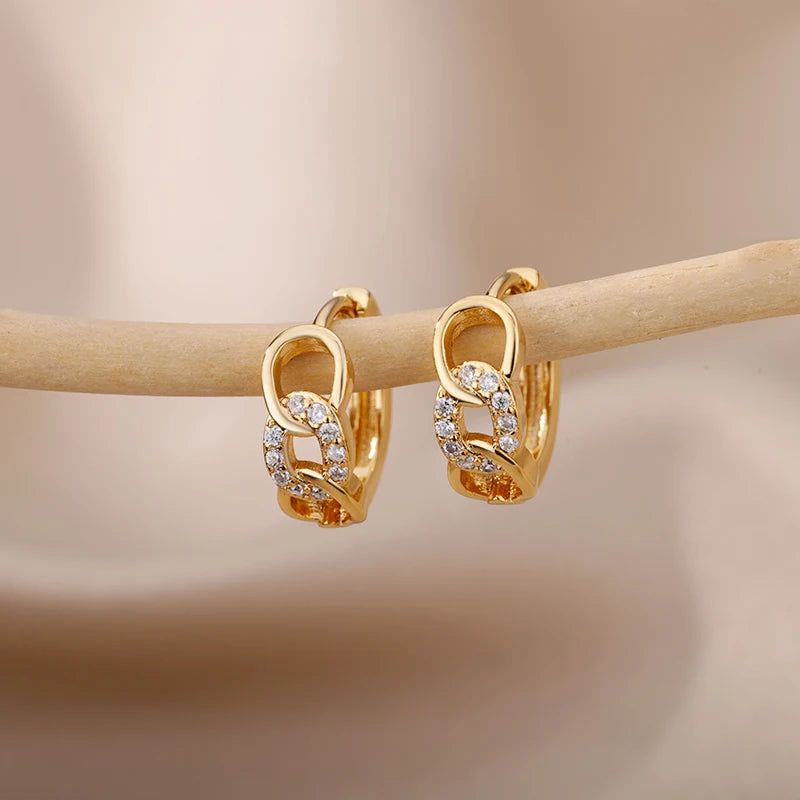 Women's Zircon Star Huggie Hoop Earrings in Gold Stainless Steel
