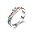 Women's 925 Sterling Silver Rainbow CZ Wedding Ring