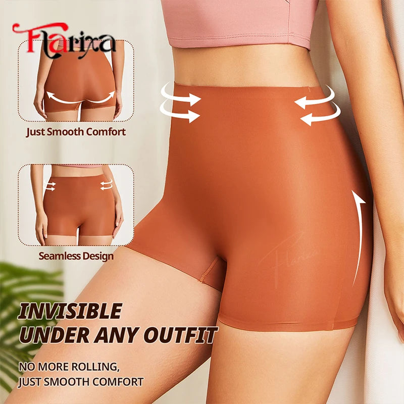 Women's High-Waist Ice Silk Boyshort Safety Shorts