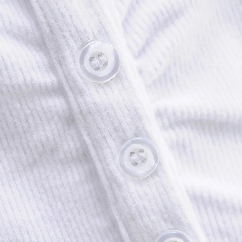 Long Sleeve Button Crop Top