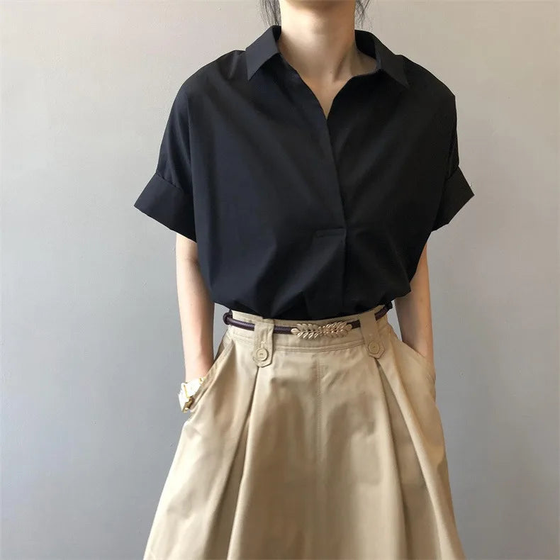 Chiffon Ruched Short Sleeve Blouse