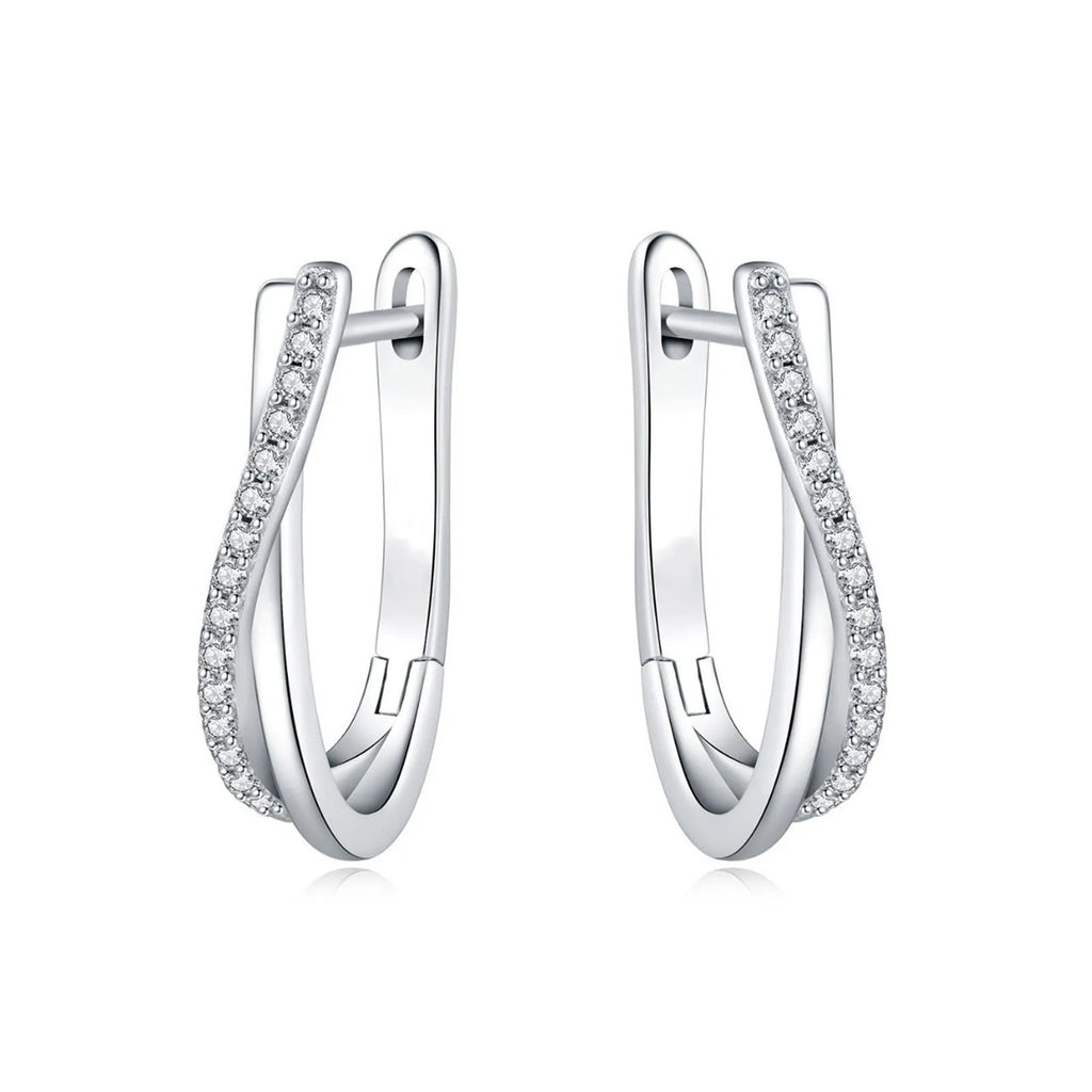 Women's Star Twisted Line Zircon Hoop Earrings