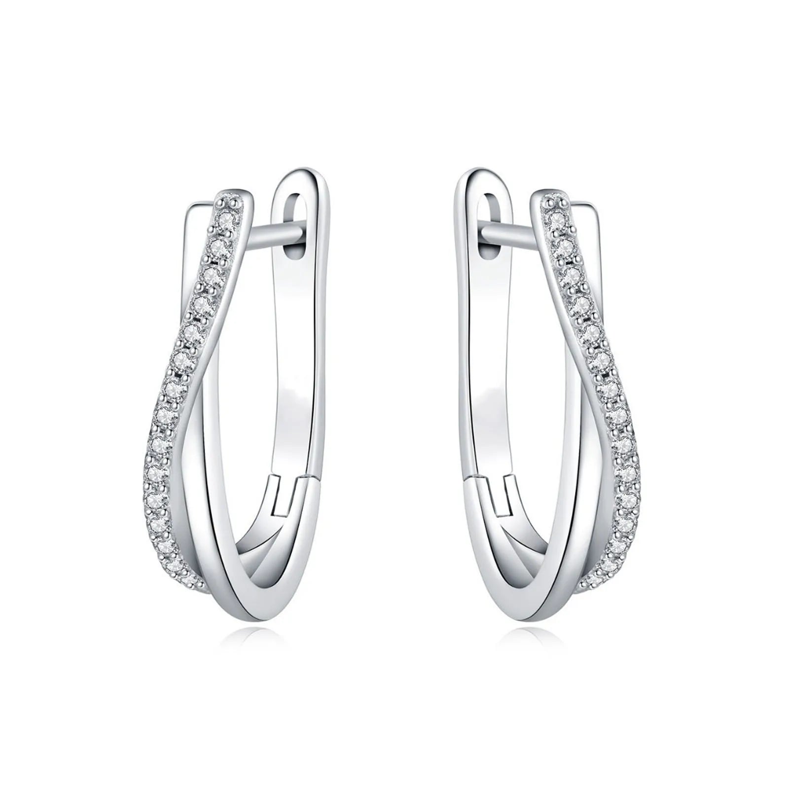 Women's Star Twisted Line Zircon Hoop Earrings