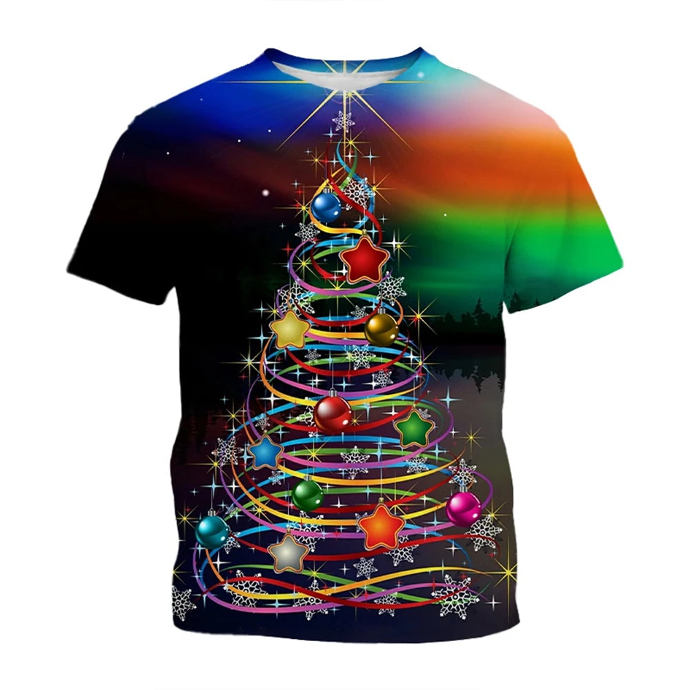 3D Christmas Print Casual T-Shirt