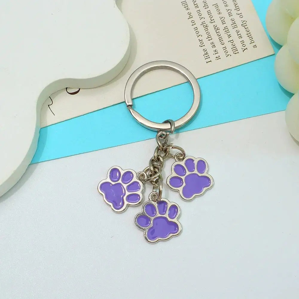 Cute Enamel Paw Print Keychain & Jewelry Gift Set