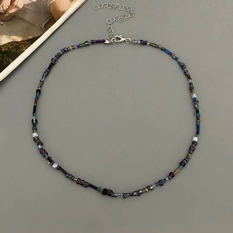 Women's Colorful Glass Beads Choker Necklace