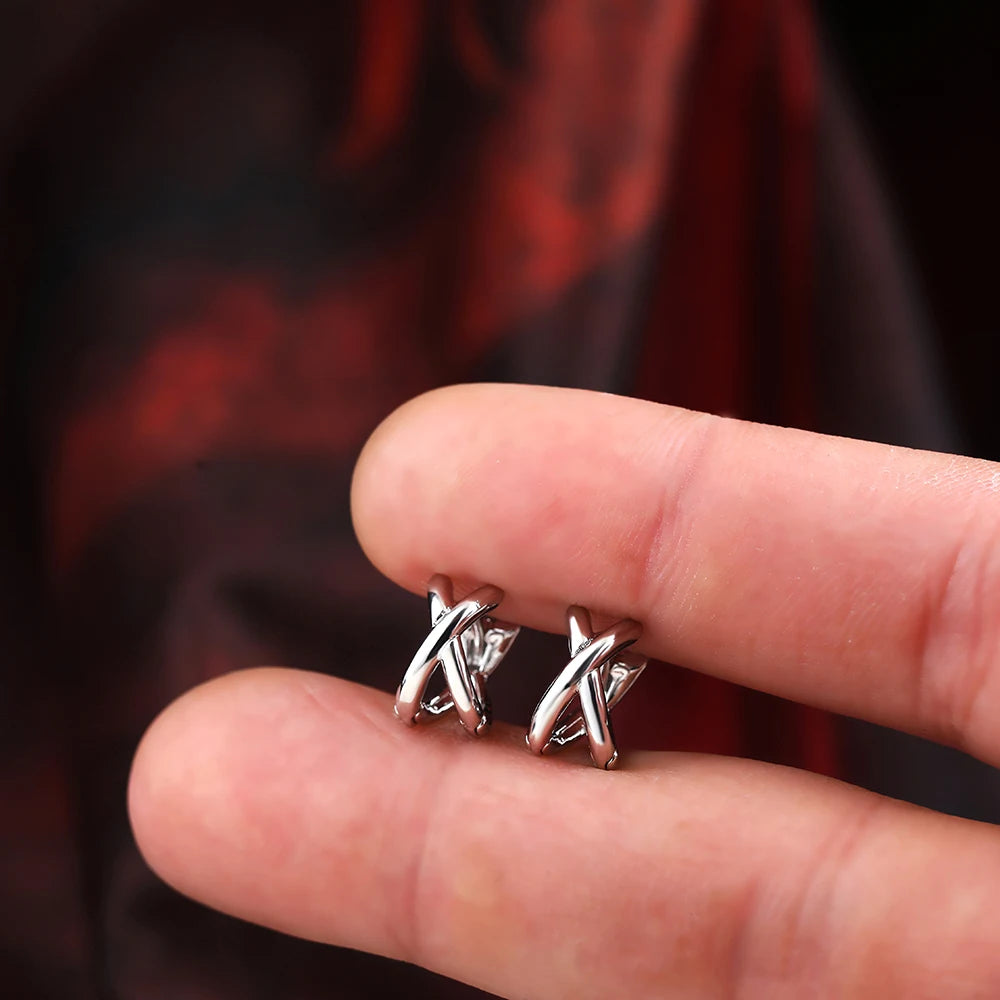 Women's Criss-Cross Tiny Huggie Hoop Earrings