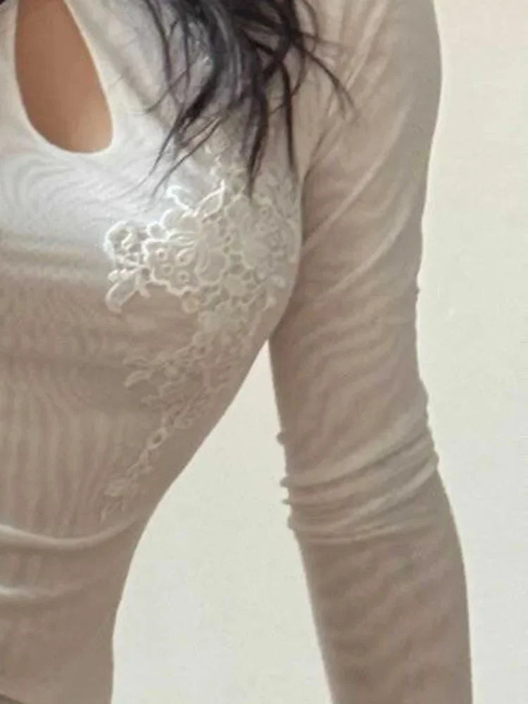Floral Embroidery Mesh Crop Top