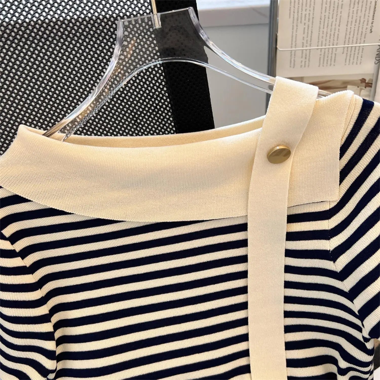Striped Knit Batwing Pullover